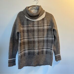 Christian Siriano wool blend Plaid Turtleneck grey Sweater
